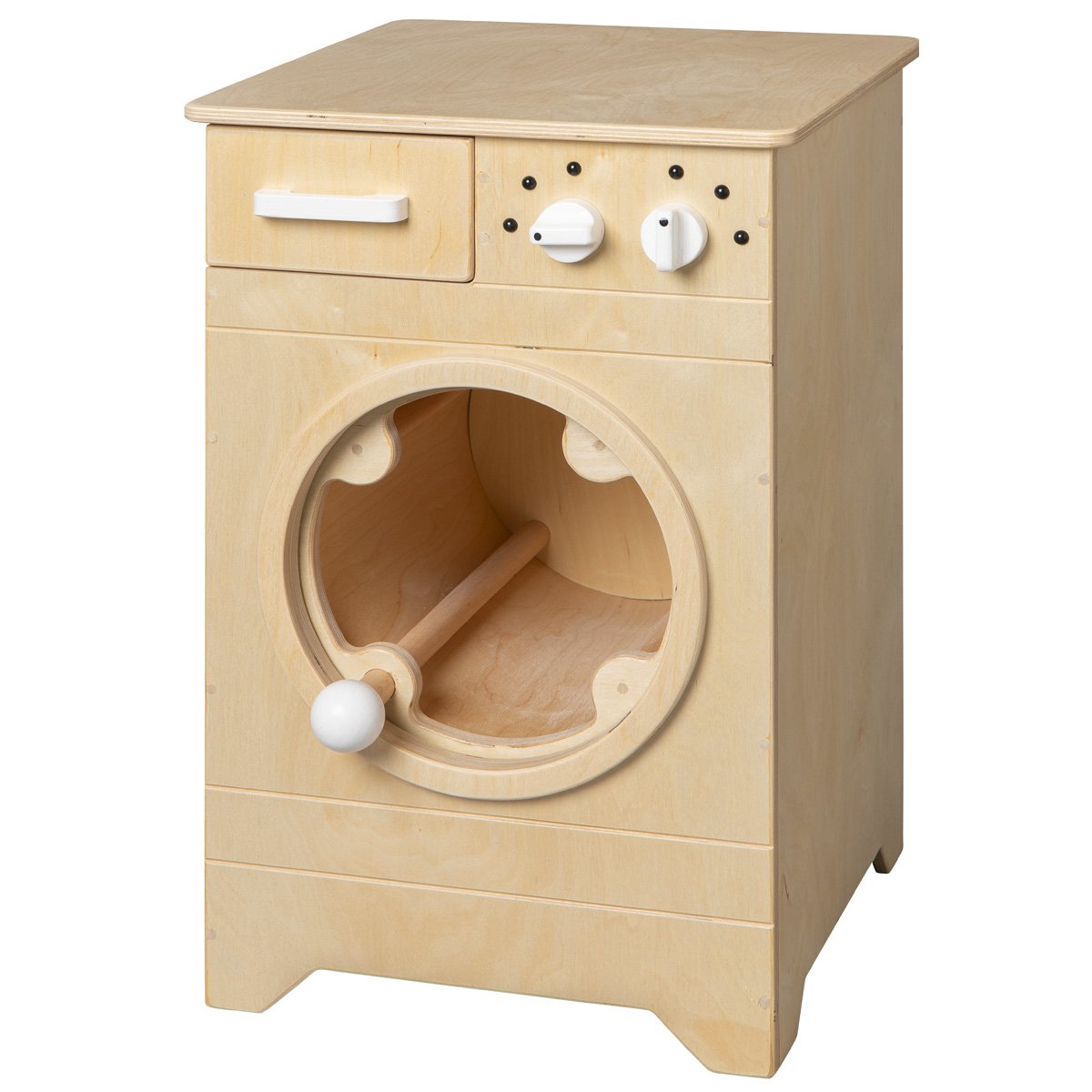 Van Dijk Toys houten speelgoed wasmachine - Naturel met wit (Kinderopvang kwaliteit)