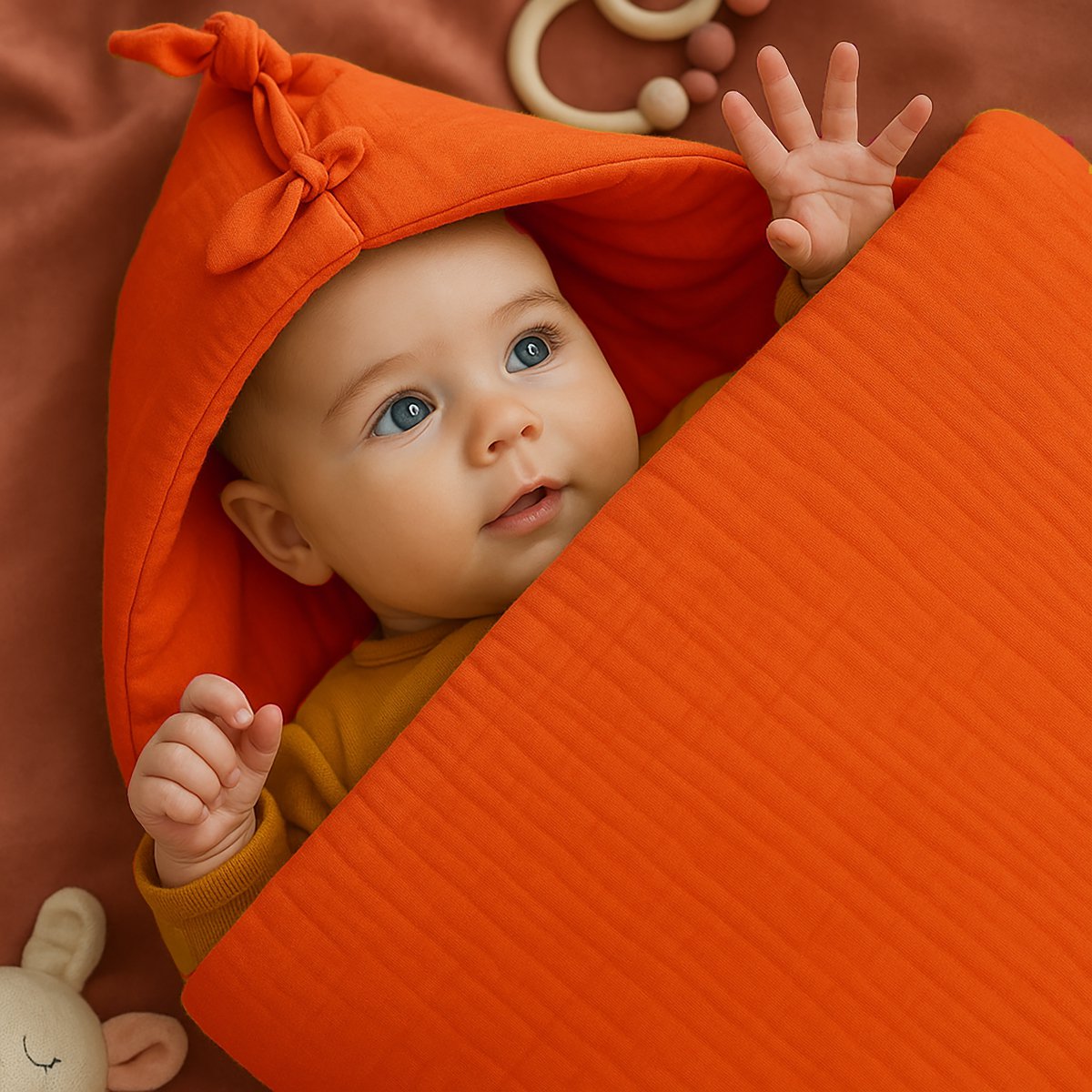 Babynest van biologisch katoen met aardbei