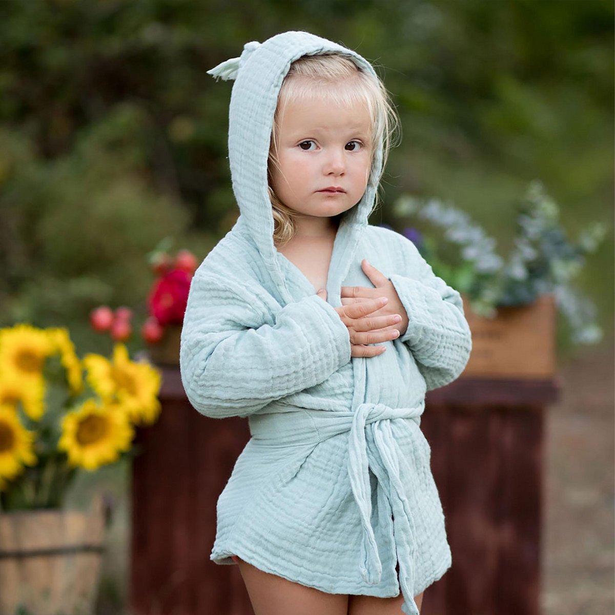 OrganicEra Organic Muslin Bathrobe, 1-2 Years, Mint