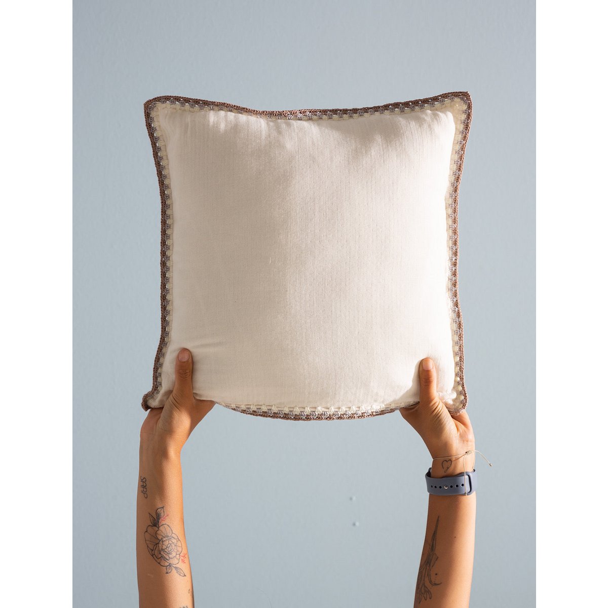 CROCHET GOTS certificaat mousseline kussenhoes 40x40 cm