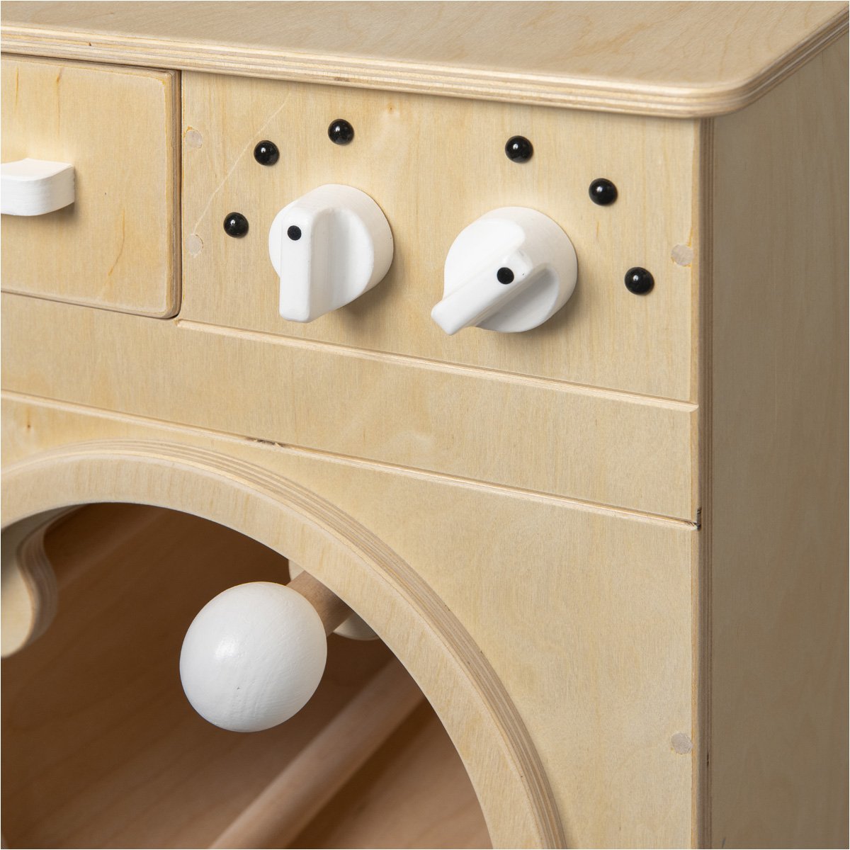 Van Dijk Toys houten speelgoed wasmachine - Naturel met wit (Kinderopvang kwaliteit)