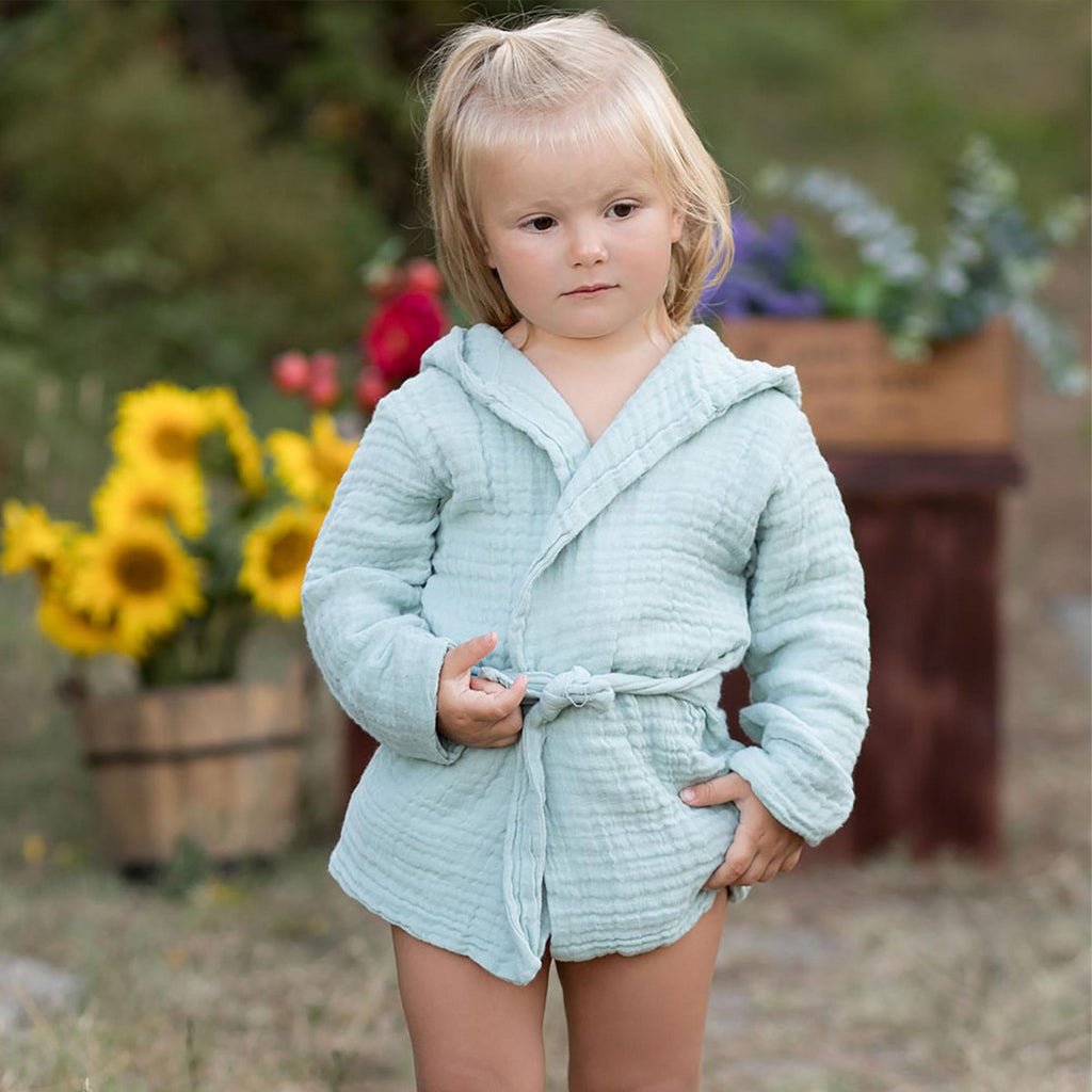 OrganicEra Organic Muslin Bathrobe, 1-2 Years, Mint