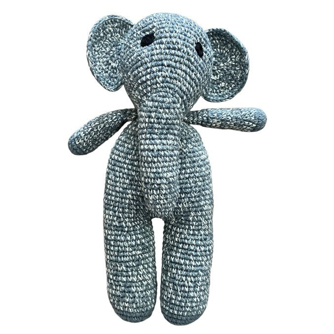 Luna-Leena olifant Max knuffel grijs - biologisch katoen - handgehaakt in Nepal