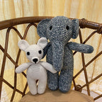 Luna-Leena olifant Max knuffel grijs - biologisch katoen - handgehaakt in Nepal