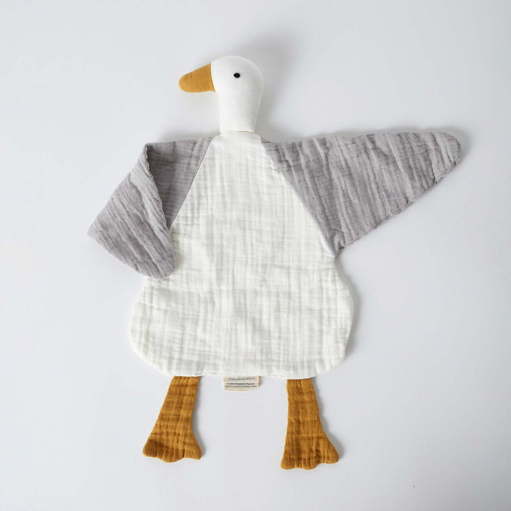 OrganicEra, Organic Muslin Duck Toy, White- Grey