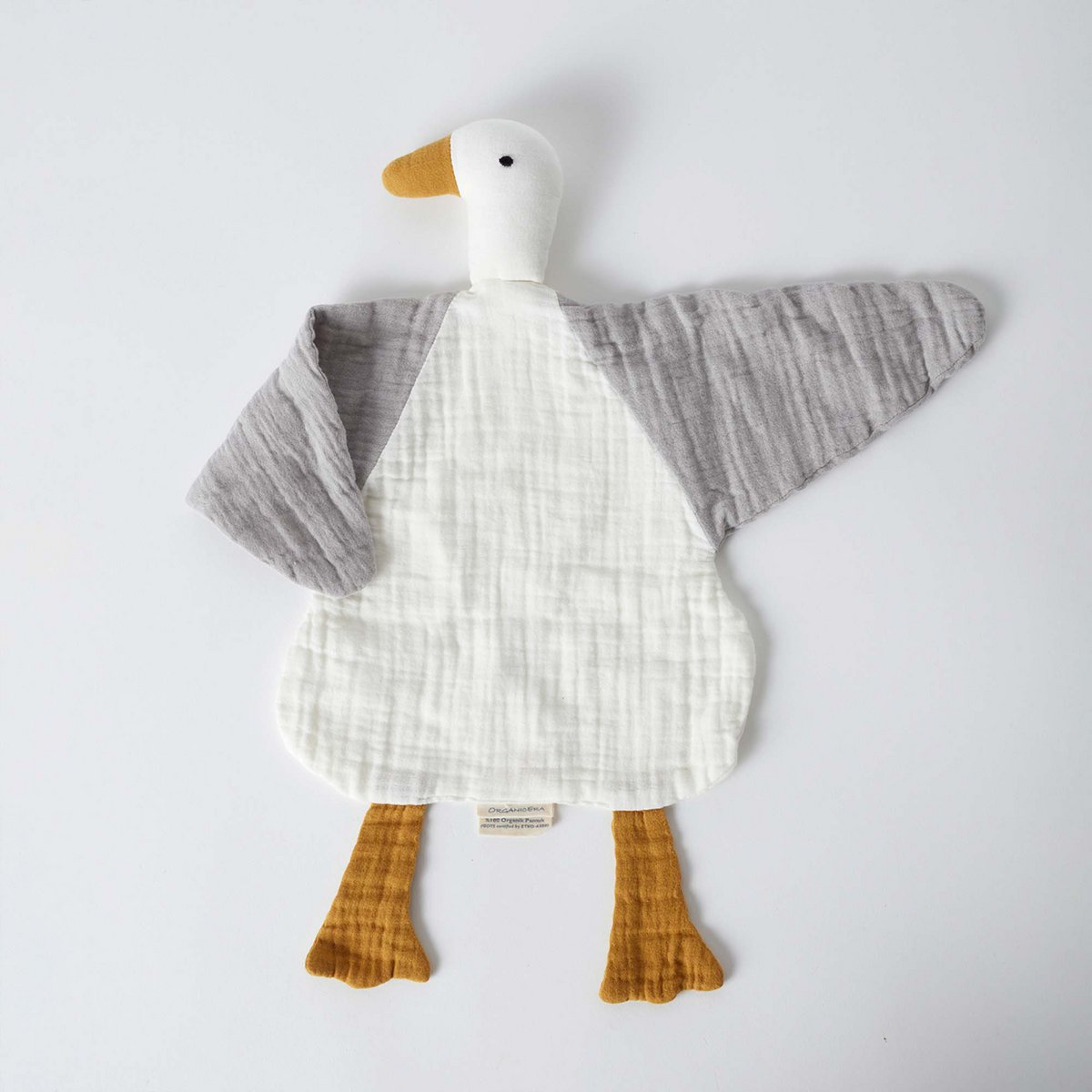 OrganicEra, Organic Muslin Duck Toy, White- Grey