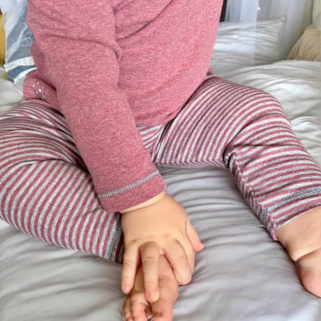 OrganicEra biologische babylegging, bordeaux - grijs gestreept