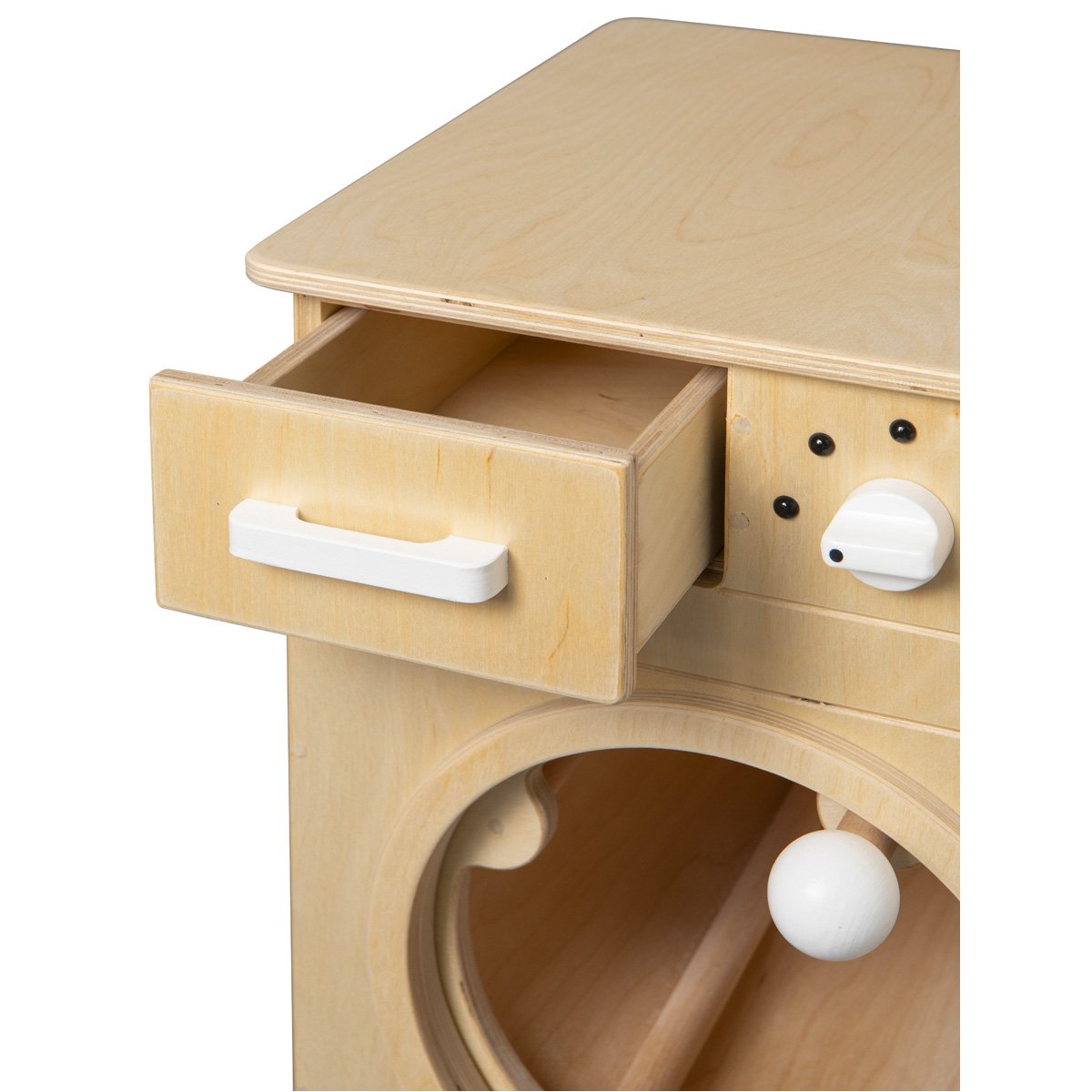 Van Dijk Toys houten speelgoed wasmachine - Naturel met wit (Kinderopvang kwaliteit)