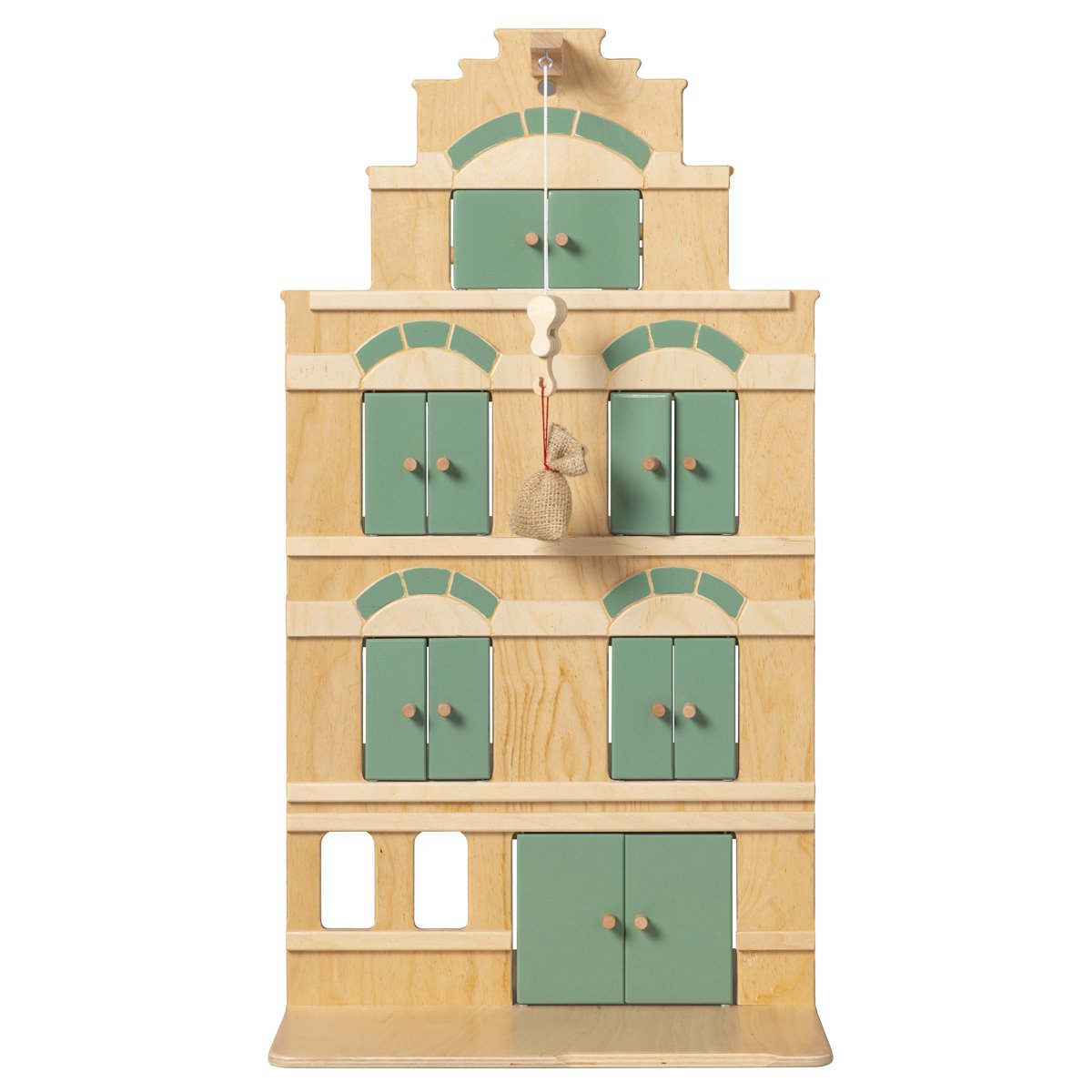 Van Dijk Toys houten speel Pakhuis groen inclusief erwtenzakje - Vintage groen( geschikt voor kinderopvang)