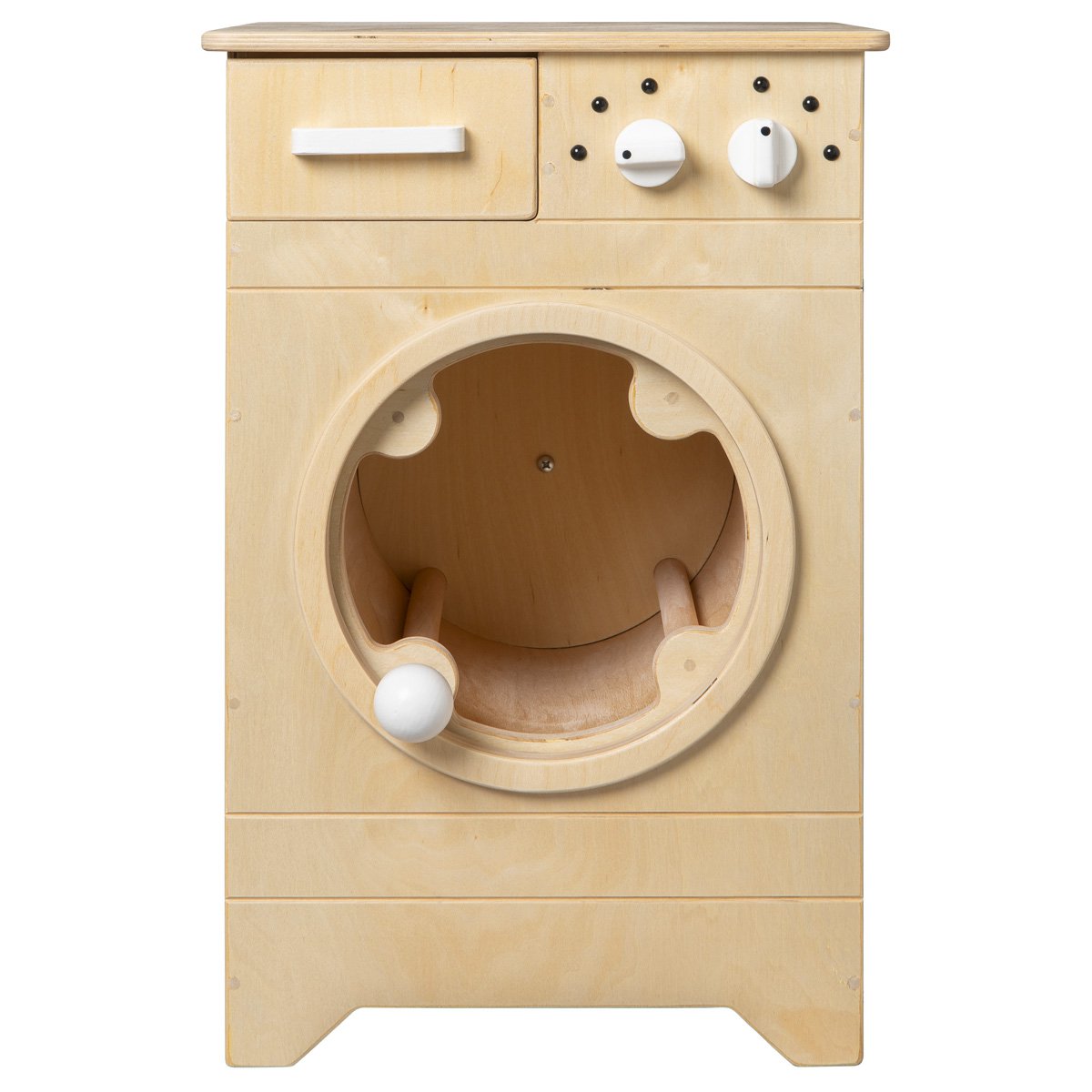 Van Dijk Toys houten speelgoed wasmachine - Naturel met wit (Kinderopvang kwaliteit)