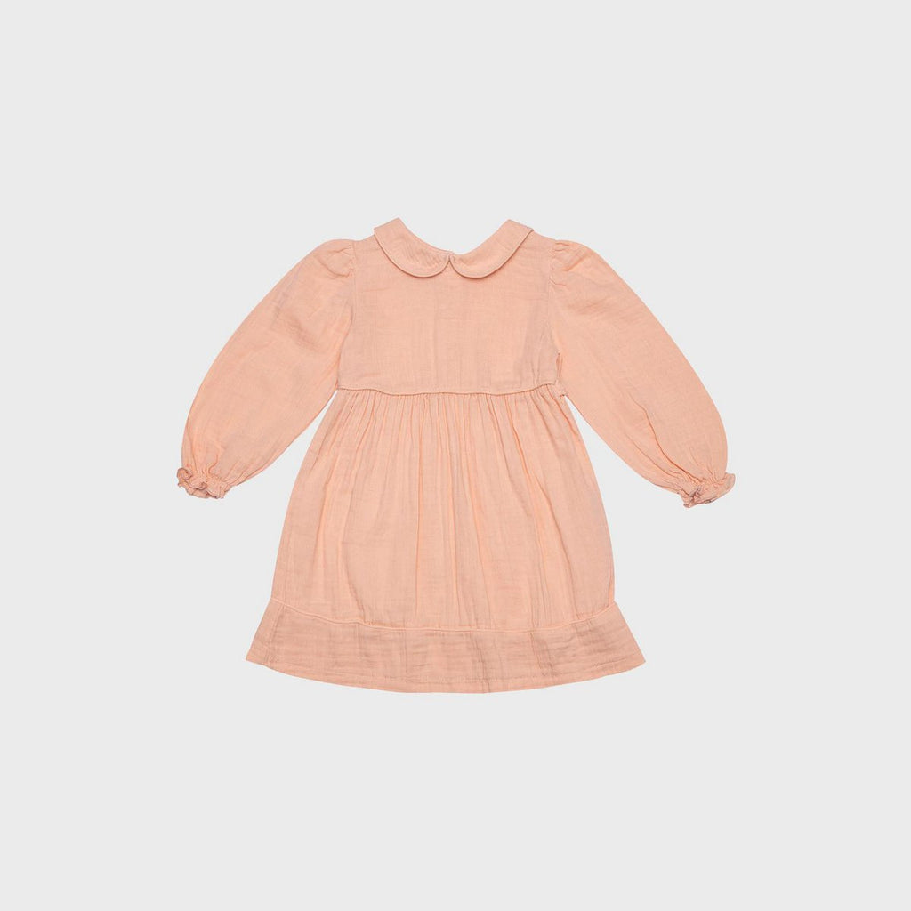 OrganicEra Biologische mousseline Peter Pan-kraagjurk, zalm